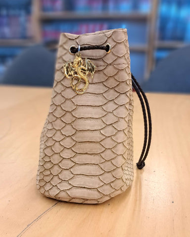 Tan Medium Dragonhide Drawstring Dice Bag