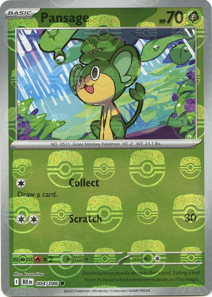 Pansage (004/086) (Master Ball Pattern) [Scarlet & Violet: Black Bolt]