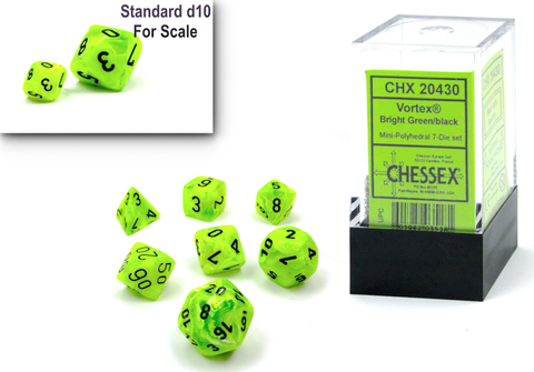 Mini-hedral 7-Die Set Vortex Bright Green/black - CHX 20430