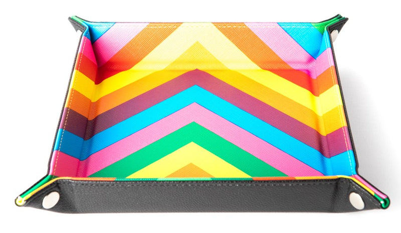 Folding Square Dice Tray - Leather Rainbow