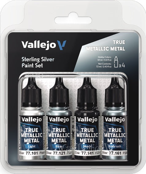 Vallejo: True Metallic Metal - Sterling Silver Paint Set
