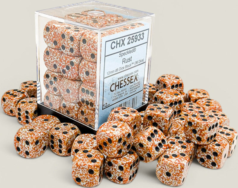 36 12mm Speckled Rust/black D6 Dice Block - CHX25933