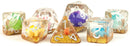 Resin Polyhedral 7 Dice Set - Rainbow Dinosaur Inclusion