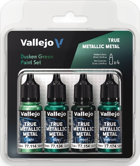 Vallejo: True Metallic Metal - Dusken Green Paint Set