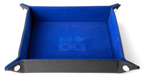 Folding Square Velvet Dice Tray - Blue