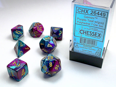 Gemini Purple-Teal/Gold Polyhedral 7-Die Set - CHX26449