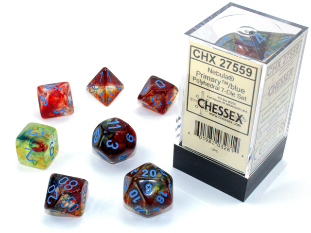 Nebula Polyhedral Primary/blue Luminary 7-Die Set CHX 27559