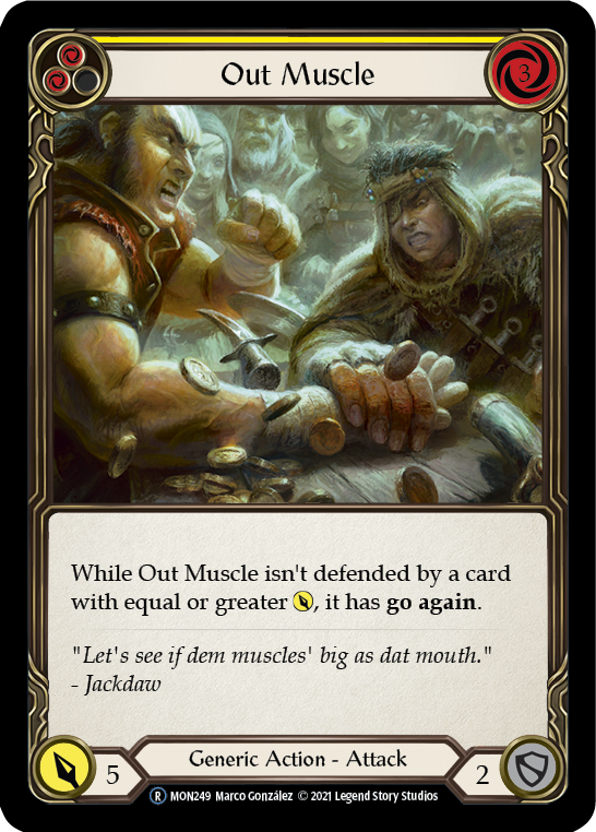 Out Muscle (Yellow) (Rainbow Foil) [U-MON249-RF] Unlimited Rainbow Foil