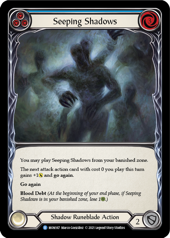 Seeping Shadows (Blue) (Rainbow Foil) [MON167-RF] 1st Edition Rainbow Foil