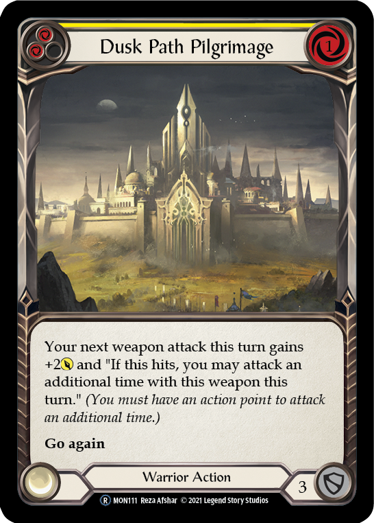 Dusk Path Pilgrimage (Yellow) (Rainbow Foil) [U-MON111-RF] Unlimited Rainbow Foil