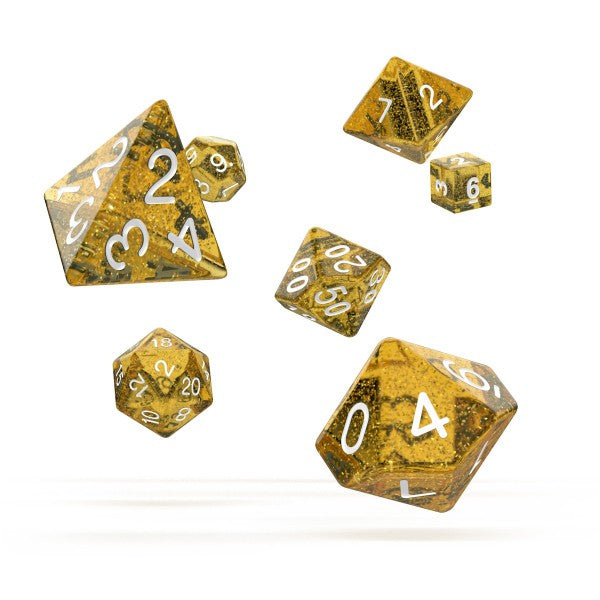 Oakie Doakie Dice - 7-Die RPG Set Speckled Orange