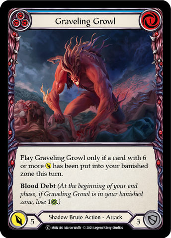 Graveling Growl (Blue) (Rainbow Foil) [U-MON146-RF] Unlimited Rainbow Foil
