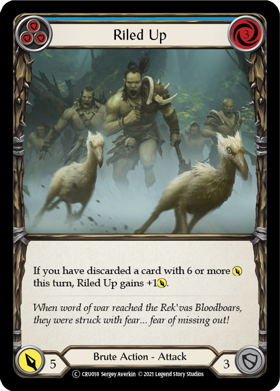 Riled Up (Blue) (Rainbow Foil) [CRU018-RF] Unlimited Rainbow Foil