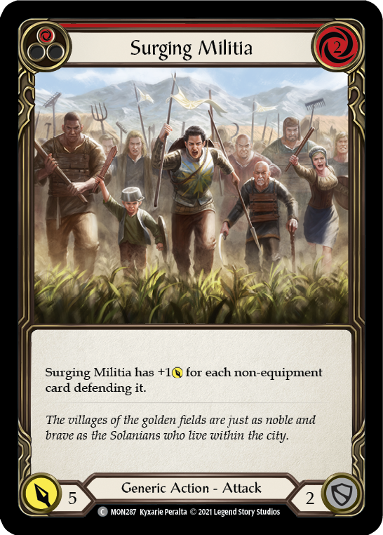 Surging Militia (Red) (Rainbow Foil) [MON287-RF] 1st Edition Rainbow Foil