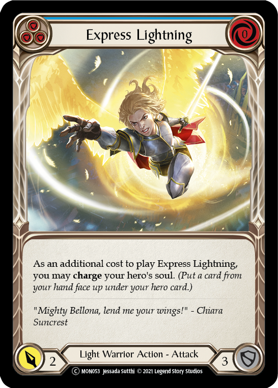Express Lightning (Blue) (Rainbow Foil) [U-MON053-RF] Unlimited Rainbow Foil