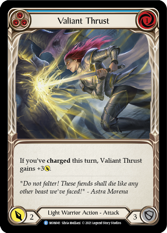 Valiant Thrust (Blue) (Rainbow Foil) [MON041-RF] 1st Edition Rainbow Foil