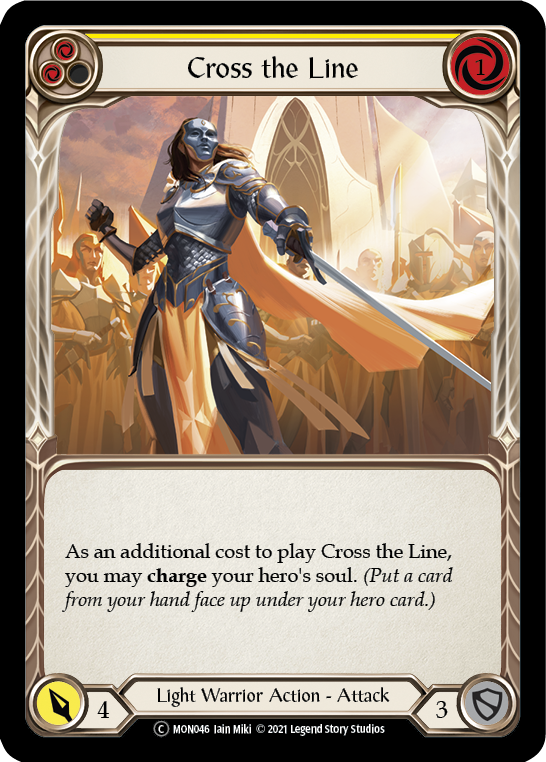 Cross the Line (Yellow) (Rainbow Foil) [U-MON046-RF] Unlimited Rainbow Foil