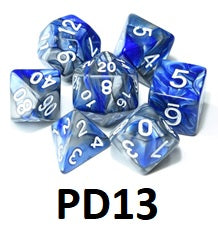 Marble Dice Set: Blue/White PD13