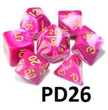 Marble Dice Set: Rosy White PD26
