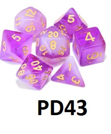 Transparent Dice Set: Purple/White PD43