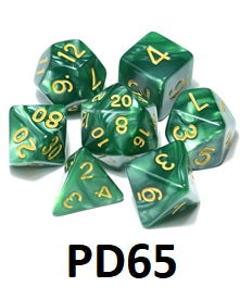 Gold Font Dice Set: Emerald Swirl PD65