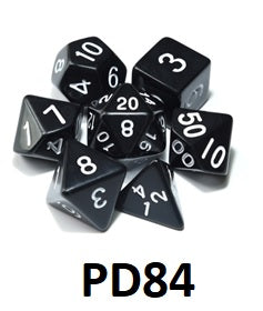 Black Opaque Dice Set: White Font PD84