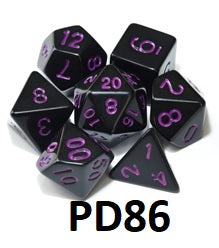 Black Opaque Dice Set: Purple Font PD86