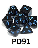 Opaque Dice Set: Black/Blue PD91