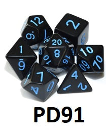 Opaque Dice Set: Black/Blue PD91