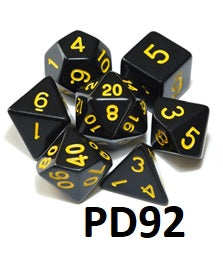 Opaque Dice Set: Black/Yellow PD92