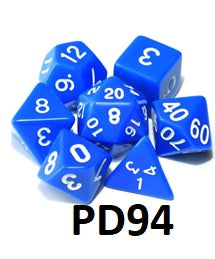 Opaque Dice Set: Blue/White PD94