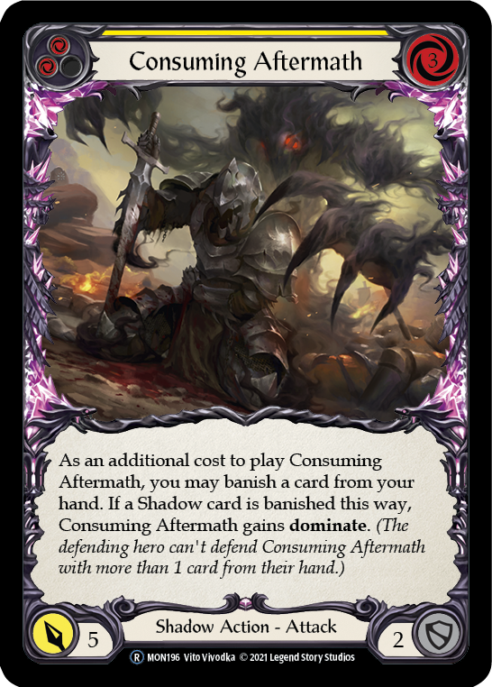 Consuming Aftermath (Yellow) (Rainbow Foil) [U-MON196-RF] Unlimited Rainbow Foil