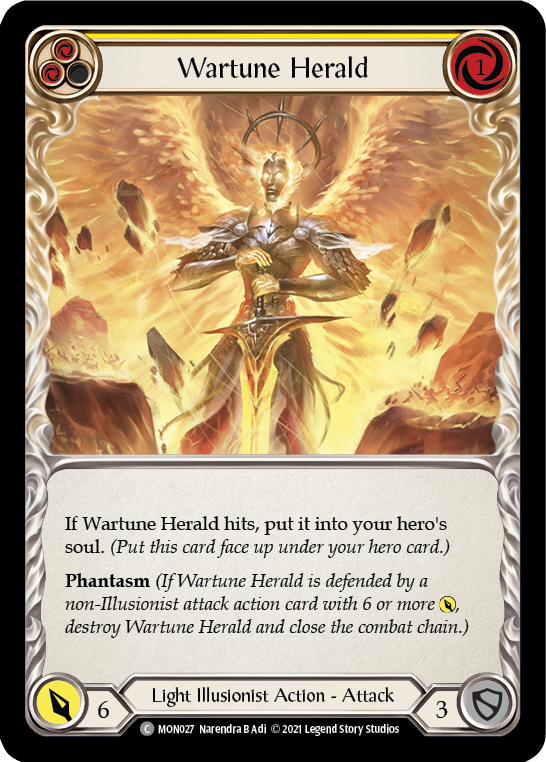 Wartune Herald (Yellow) (Rainbow Foil) [MON027-RF] 1st Edition Rainbow Foil