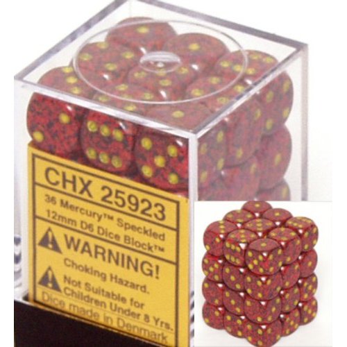 36 12mm Mercury Speckled D6 Dice Block - CHX25923